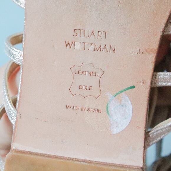 Stuart Weitzman Strappy Metallic Gladiator Style Flats Size 6.5 - Picture 4 of 5